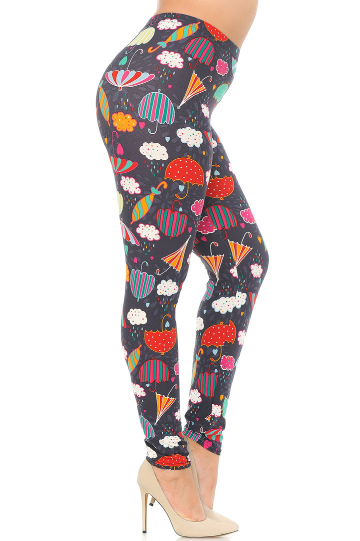 Wholesale Buttery Smooth Vintage Umbrella Extra  Plus Size Leggings - 3X-5X