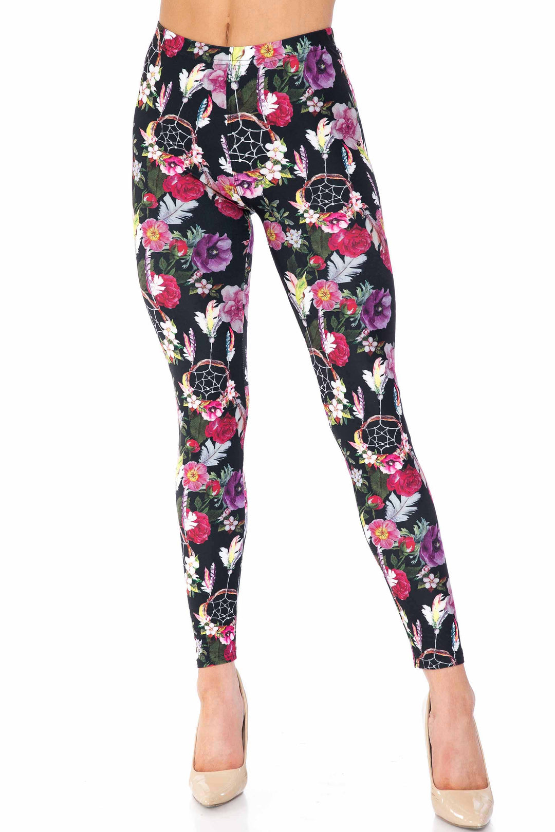 Wholesale Creamy Soft Floral Dreamcatcher Extra Plus Size Leggings - 3X-5X - USA Fashion