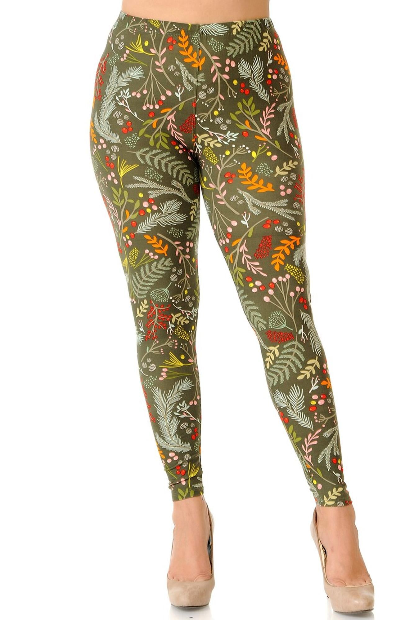 Wholesale Buttery Smooth Olive Garden Extra Plus Size Leggings - 3X-5X
