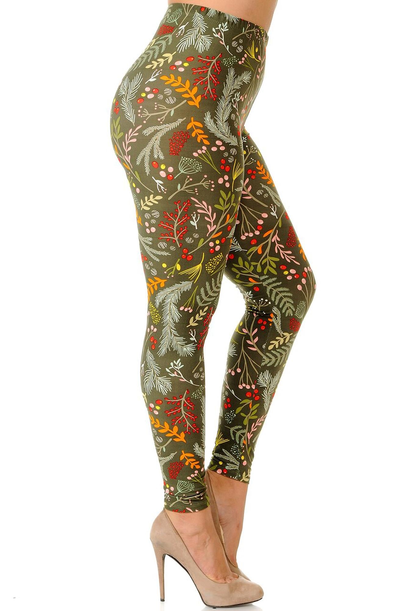Wholesale Buttery Smooth Olive Garden Extra Plus Size Leggings - 3X-5X