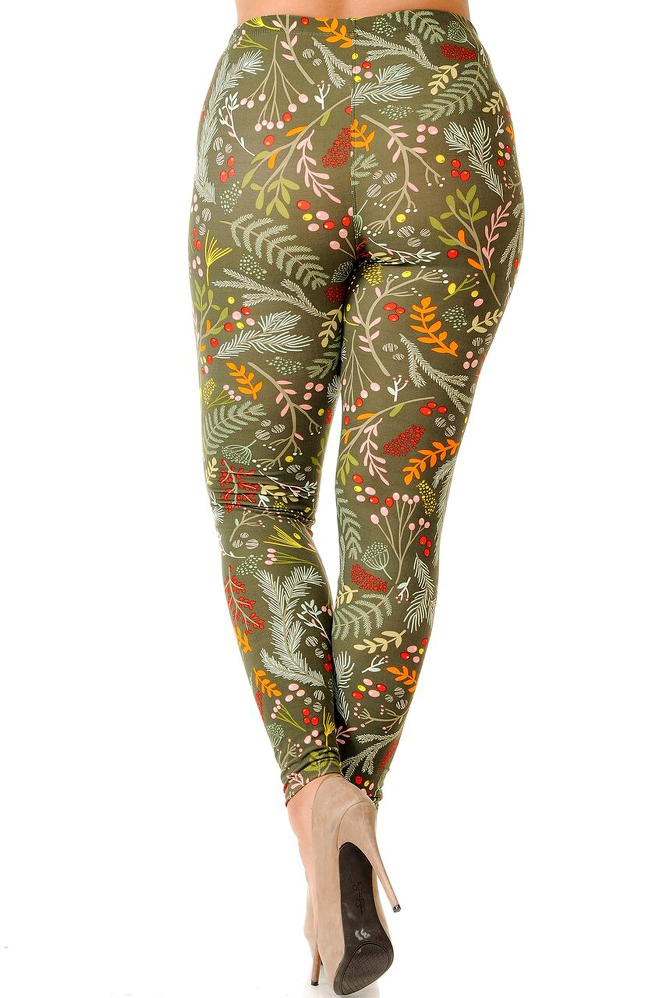 Wholesale Buttery Smooth Olive Garden Extra Plus Size Leggings - 3X-5X