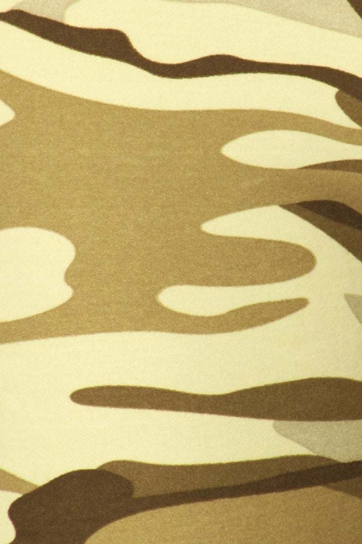 Wholesale Buttery Smooth Light Olive Camouflage Plus Size Leggings - 3X-5X