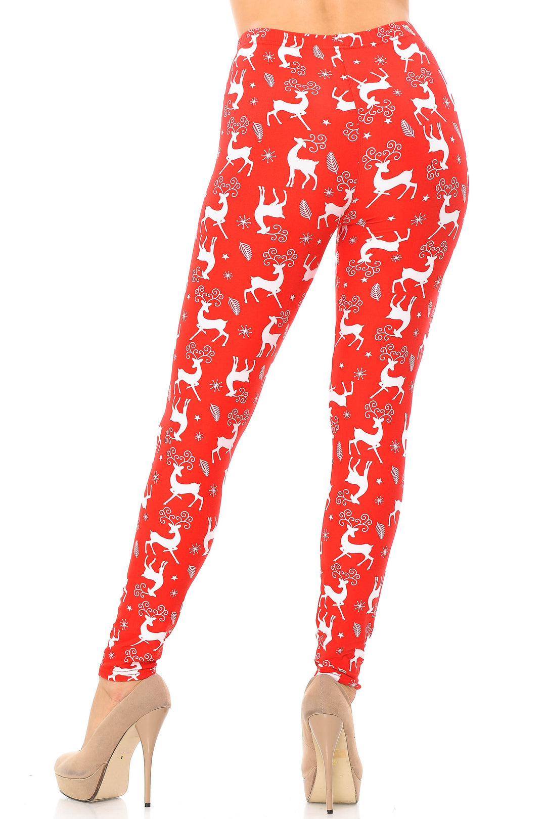 Wholesale Buttery Smooth Prancing Christmas Reindeer Extra Plus Size Leggings - 3X-5X