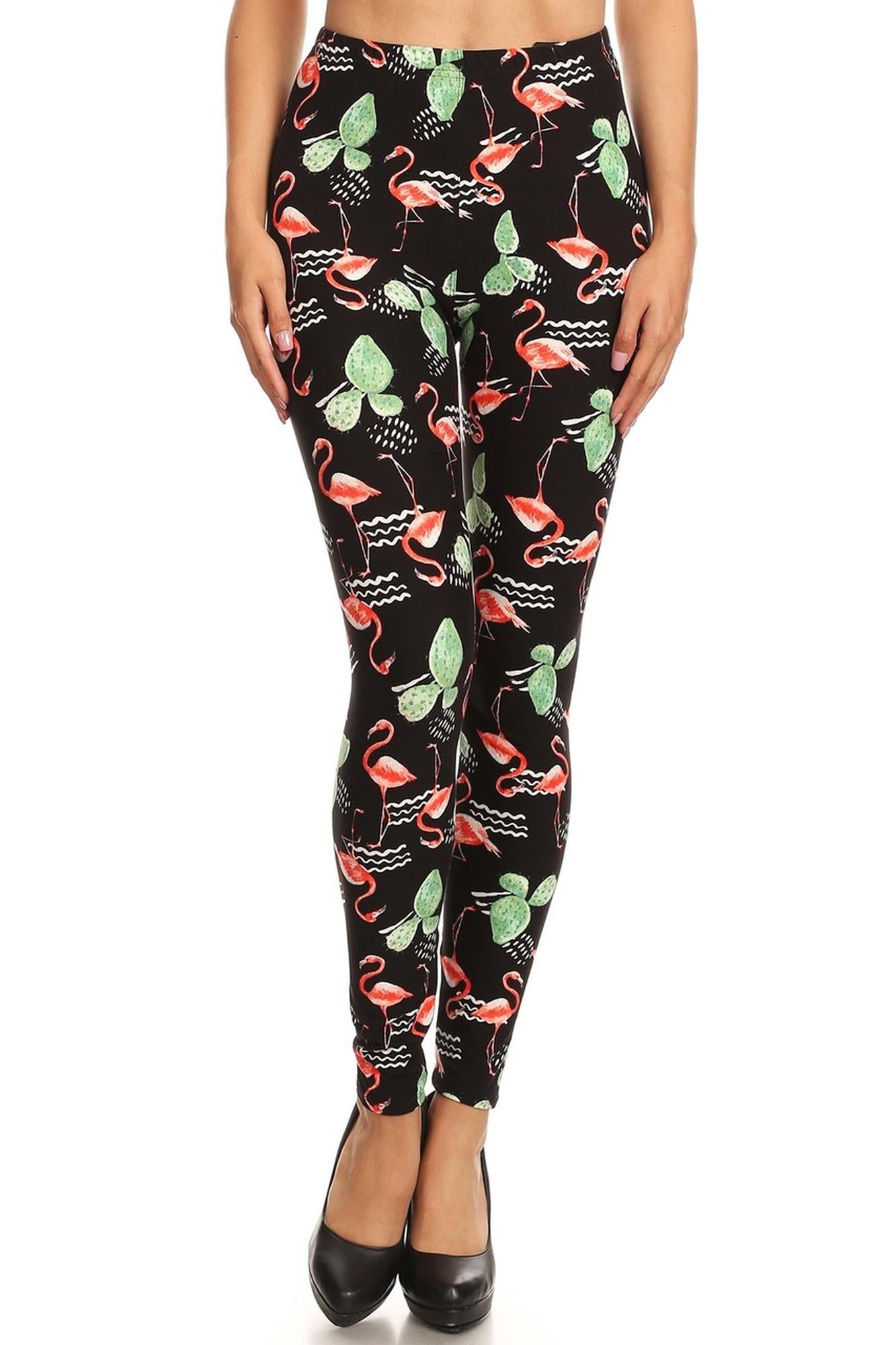 Wholesale Buttery Smooth Fabulous Flamingo Plus Size Leggings - 3X-5X