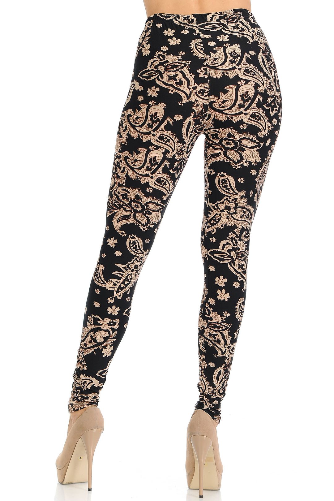 Wholesale Buttery Smooth Sand Pepper Paisley Extra Plus Size Leggings - 3X-5X