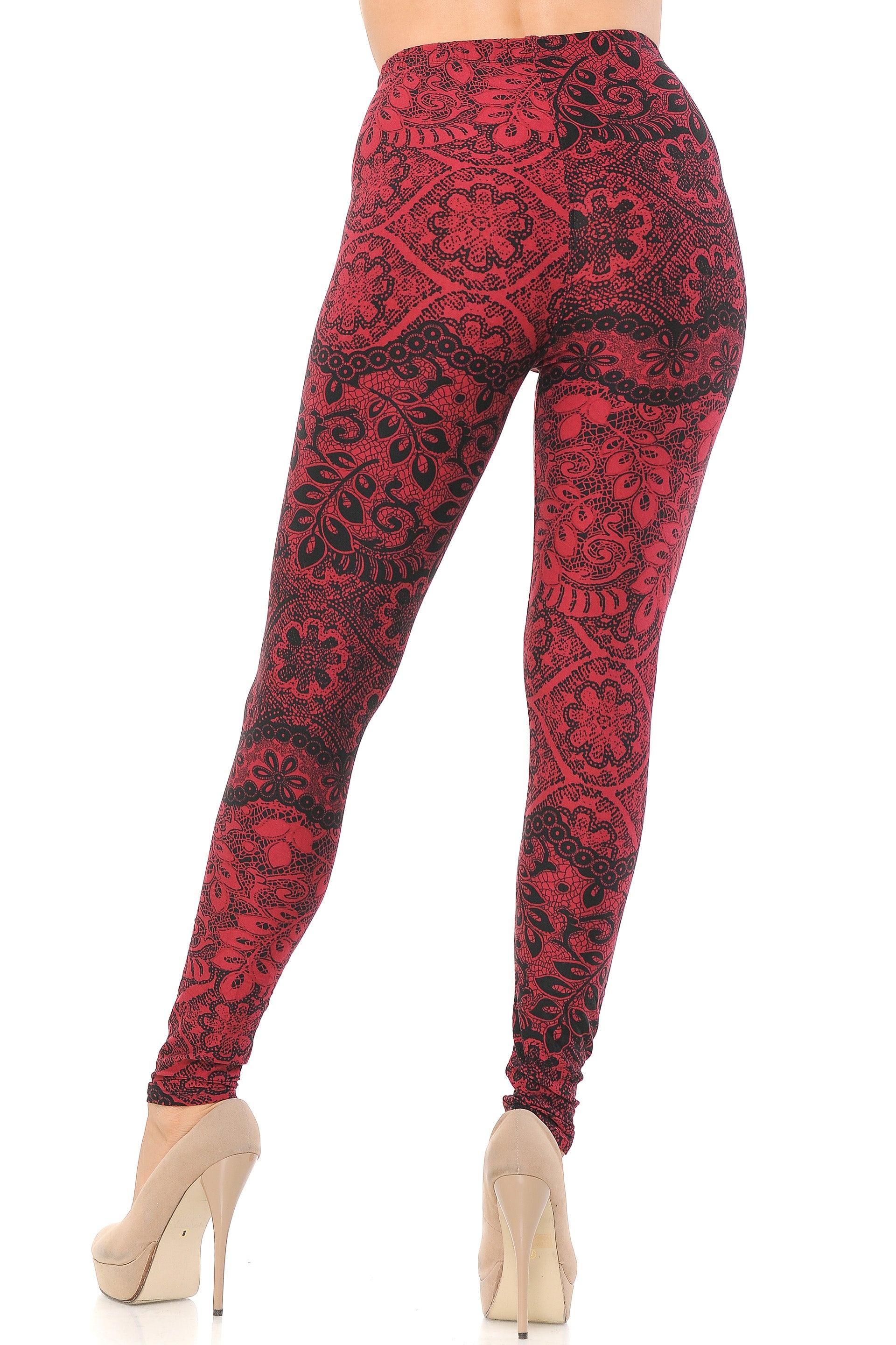 Wholesale Buttery Smooth Rouge Leaf Extra Plus Size Leggings - 3X-5X