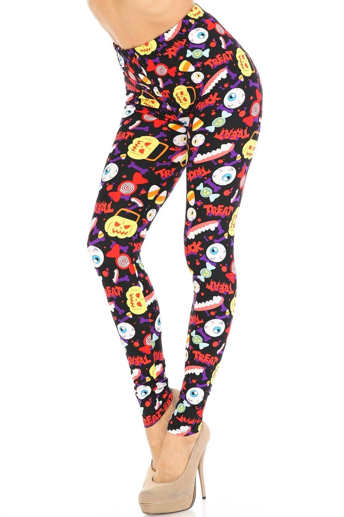 Wholesale Buttery Smooth Trick or Treat Extra Plus Size Leggings - 3X-5X