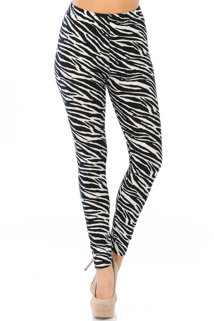Wholesale Buttery Smooth Zebra Extra Plus Size Leggings - 3X-5X