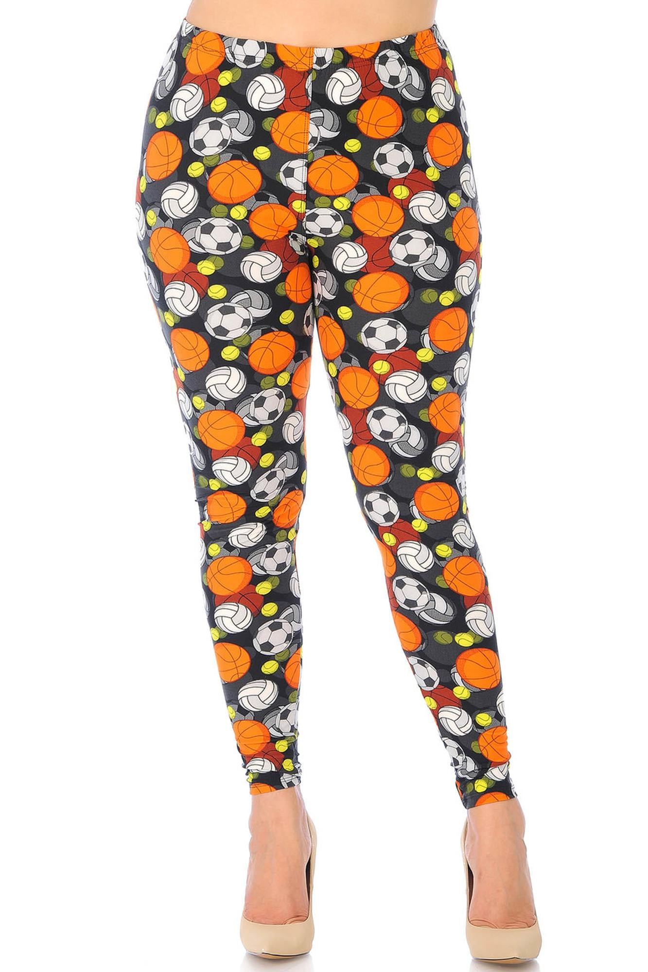 Wholesale Buttery Smooth Sports Ball Extra Plus Size Leggings - 3X-5X
