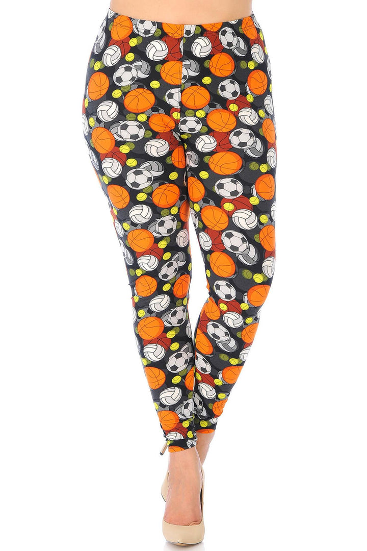 Wholesale Buttery Smooth Sports Ball Extra Plus Size Leggings - 3X-5X