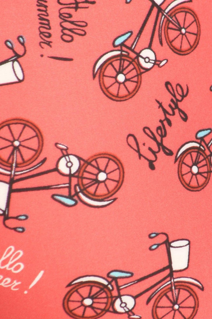 Wholesale Buttery Red Summertime Bicycles Plus Size Leggings - 3X-5X