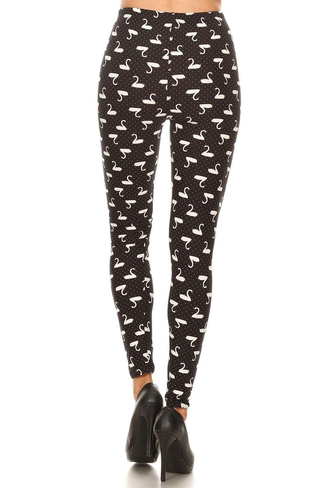 Wholesale Buttery Smooth Polka Dot Swan Plus Size Leggings - 3X-5X