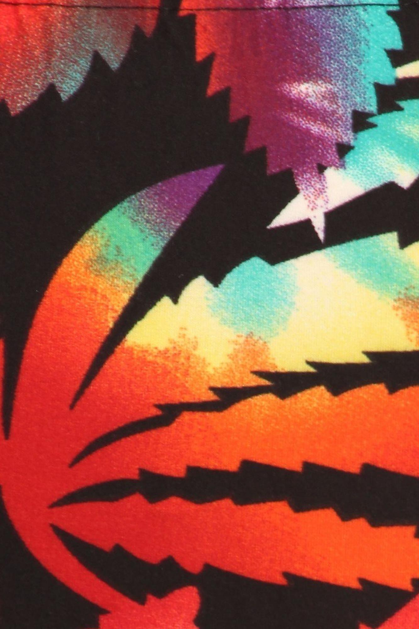 Wholesale Buttery Smooth Rainbow Marijuana Extra Plus Size Leggings - 3X-5X