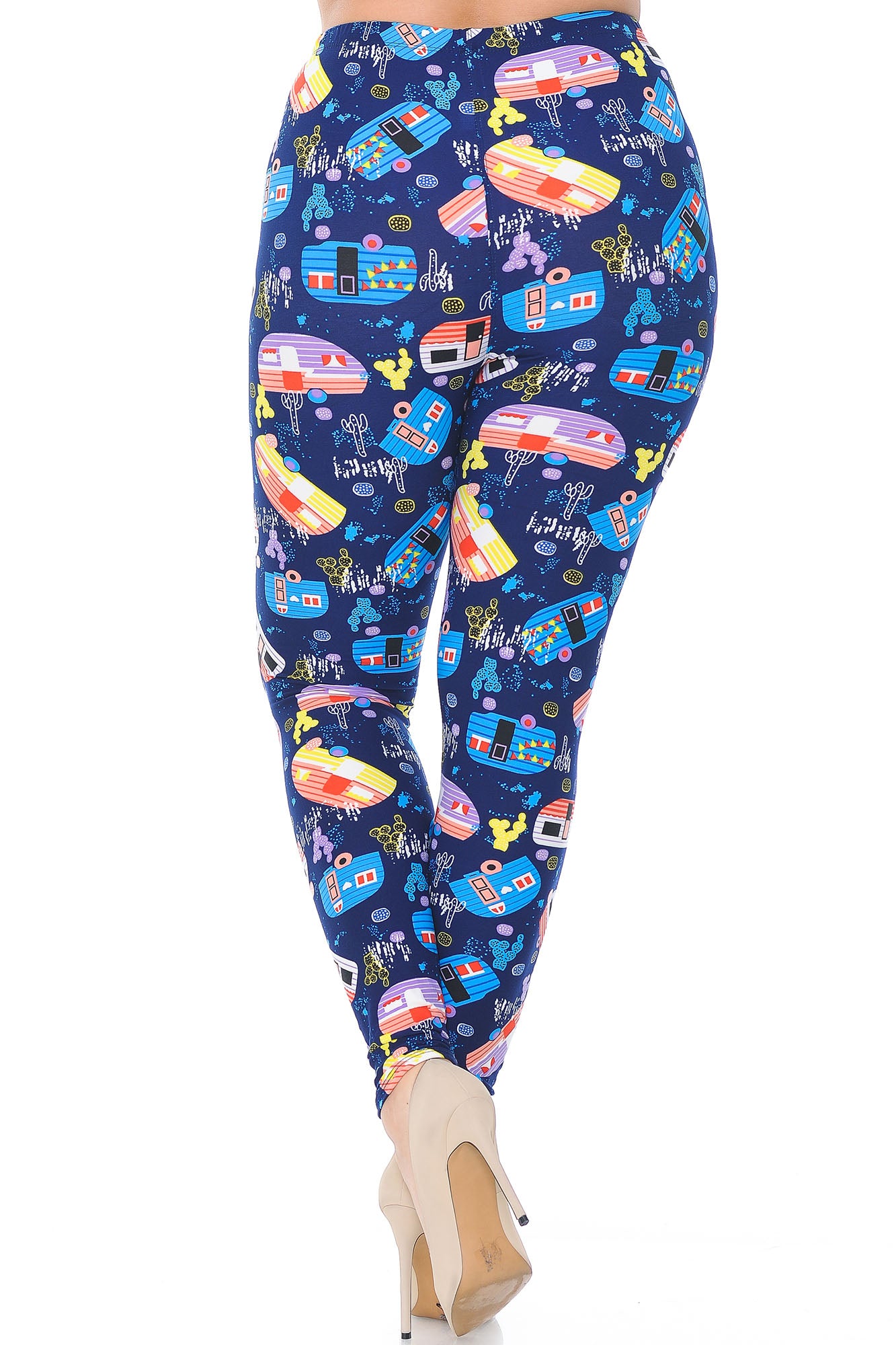 Wholesale Buttery Smooth Retro Campers Extra Plus Size Leggings - 3X-5X