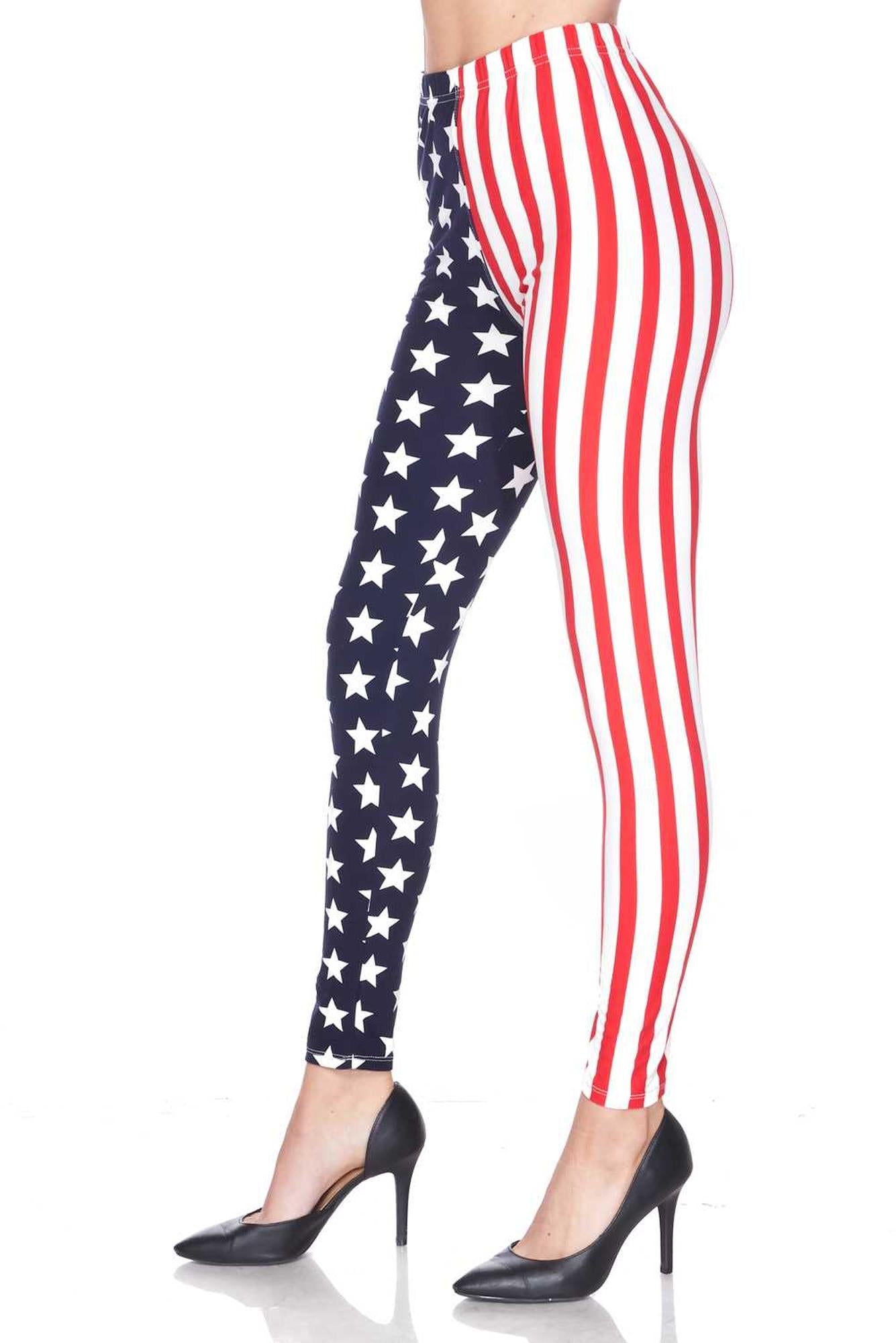 Wholesale Buttery Smooth USA Flag Extra Plus Size Leggings - 3X-5X