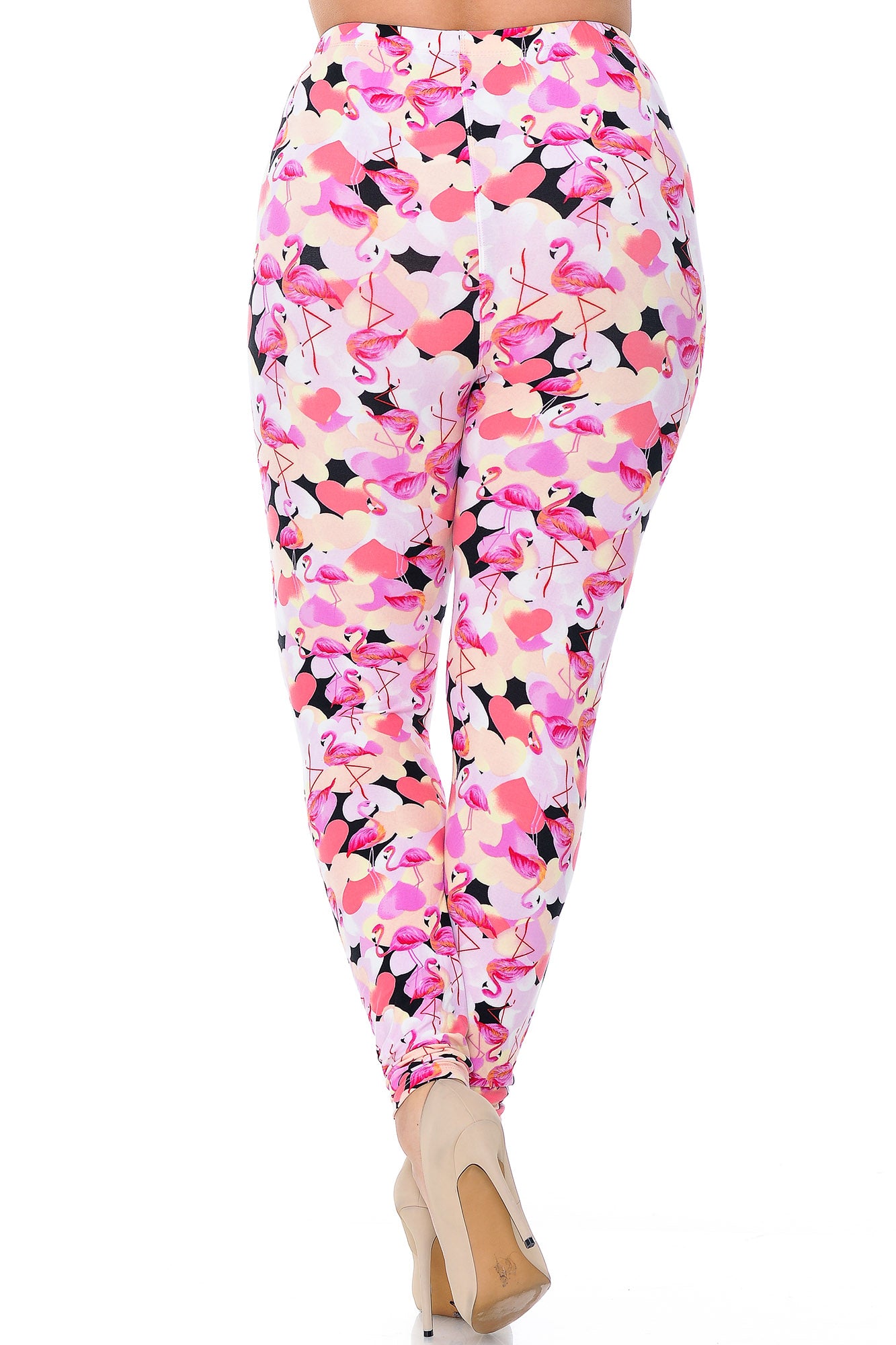 Wholesale Buttery Smooth Gorgeous Pink Flamingos Plus Size Leggings - 3X-5X