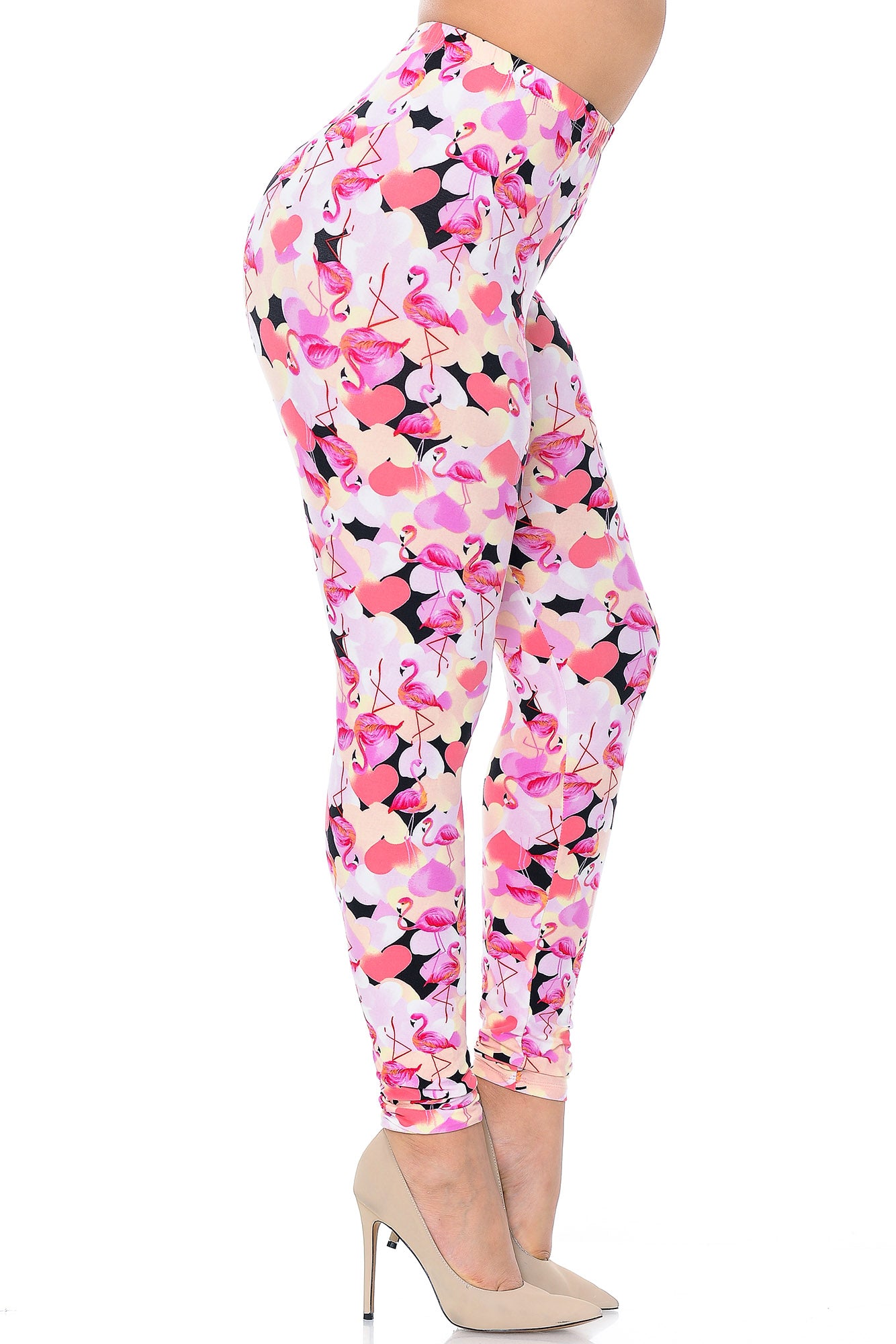 Wholesale Buttery Smooth Gorgeous Pink Flamingos Plus Size Leggings - 3X-5X