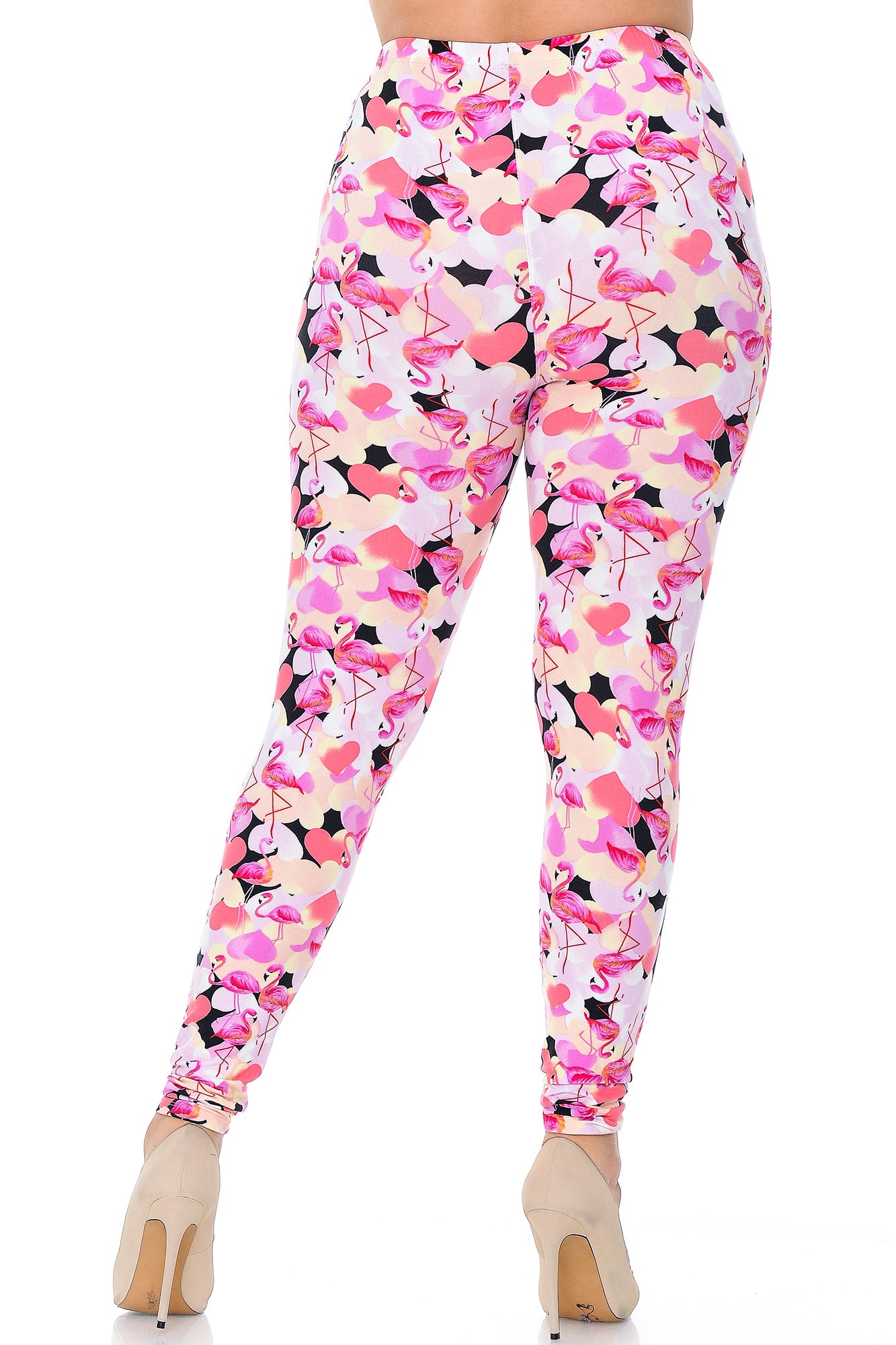 Wholesale Buttery Smooth Gorgeous Pink Flamingos Plus Size Leggings - 3X-5X