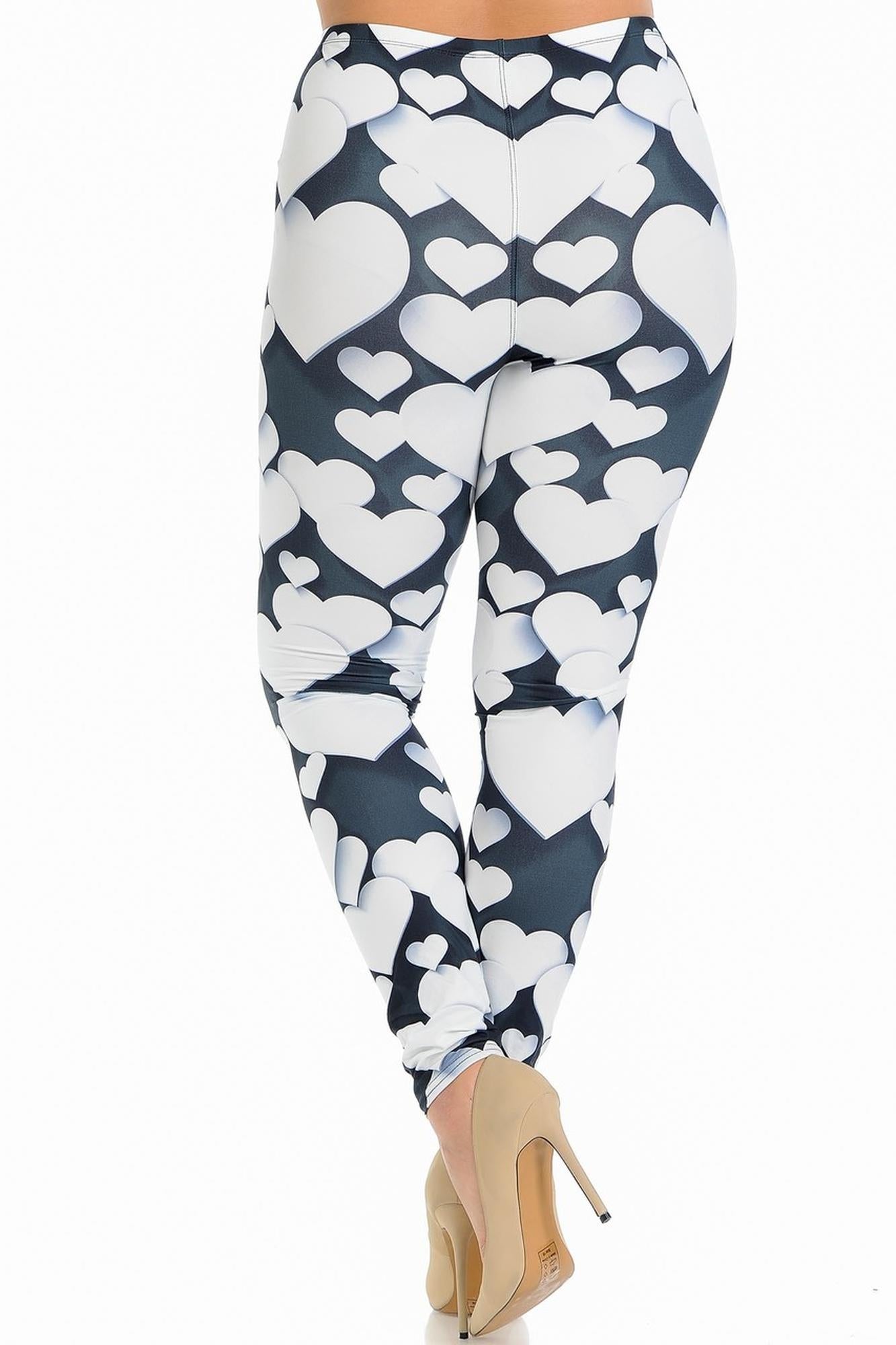 Wholesale Creamy Soft 3D Hearts Extra Plus Size Leggings - 3X-5X