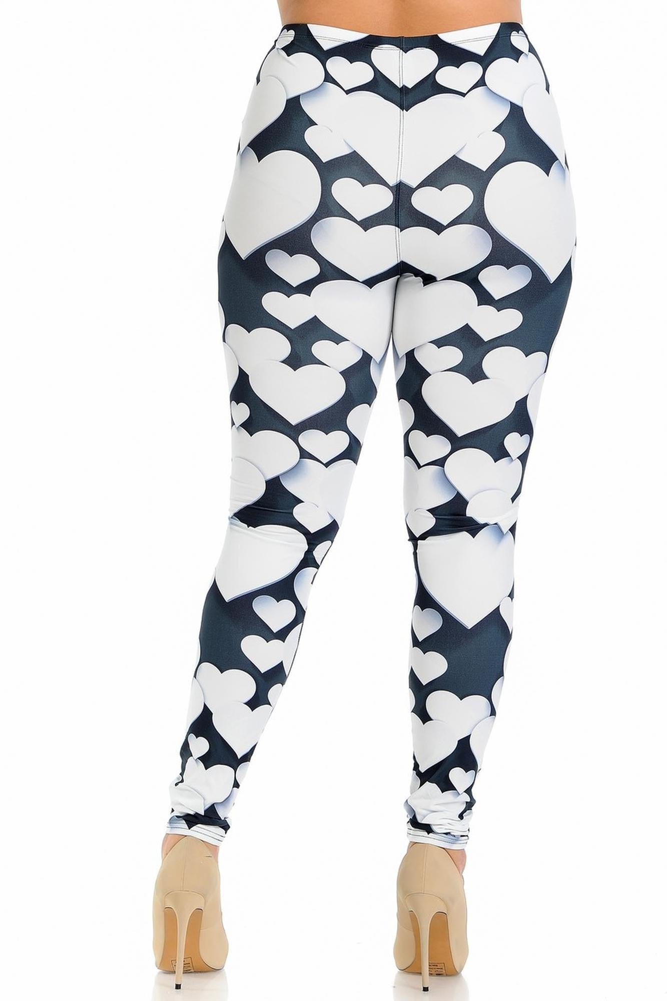 Wholesale Creamy Soft 3D Hearts Extra Plus Size Leggings - 3X-5X