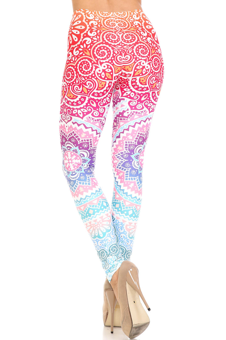 Wholesale Creamy Soft Ombre Mandala Aztec Extra Plus Size Leggings - 3X-5X - USA Fashion