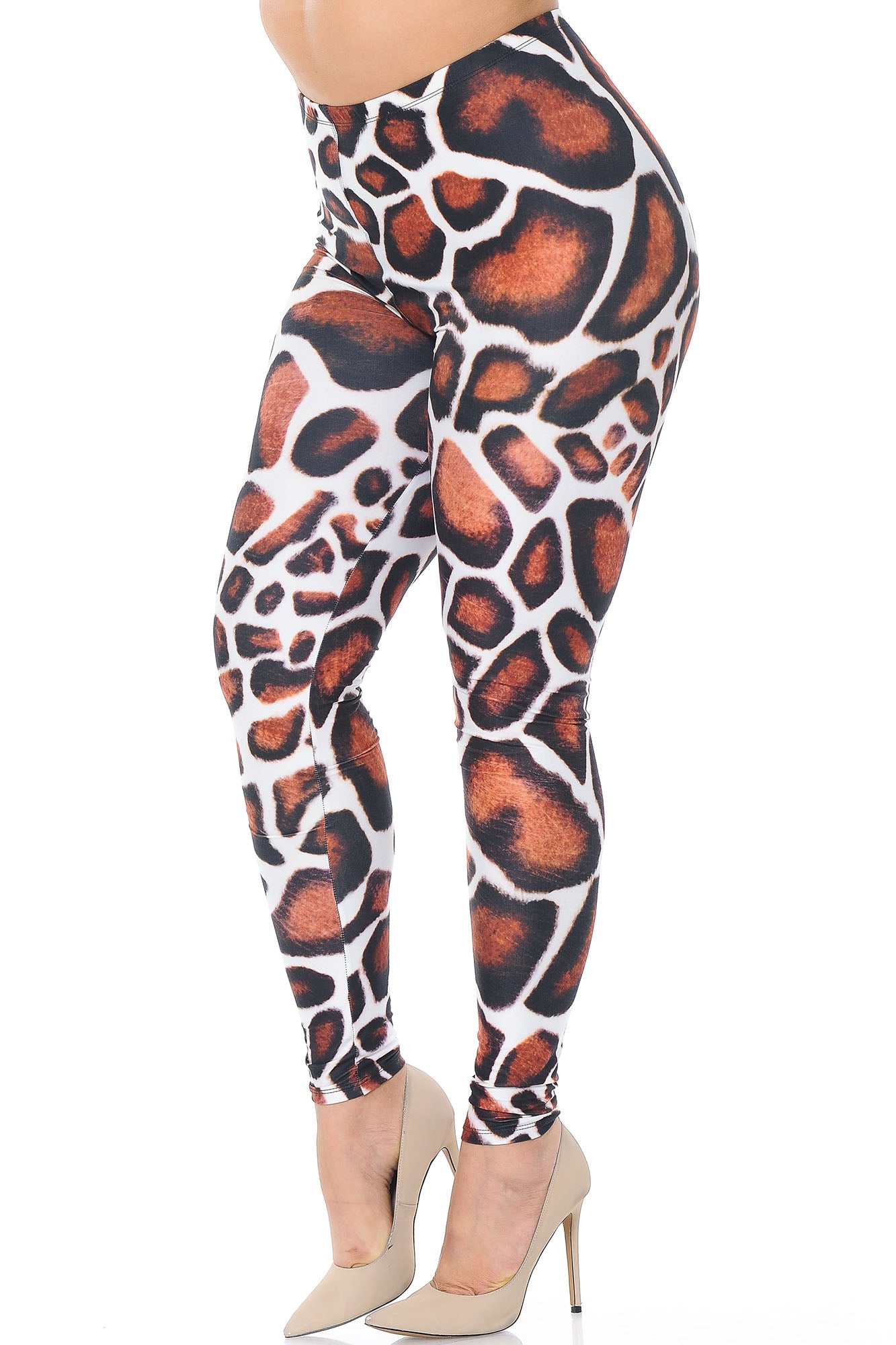 Wholesale Creamy Soft Giraffe Print Extra Plus Size Leggings - 3X-5X - USA Fashion