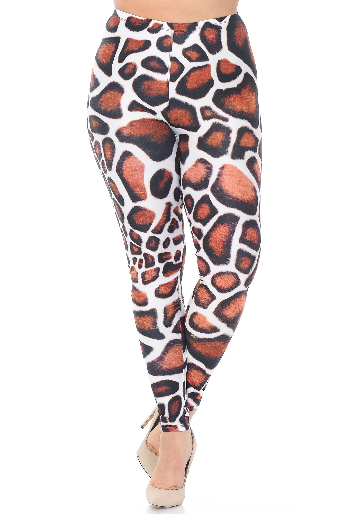 Wholesale Creamy Soft Giraffe Print Extra Plus Size Leggings - 3X-5X - USA Fashion