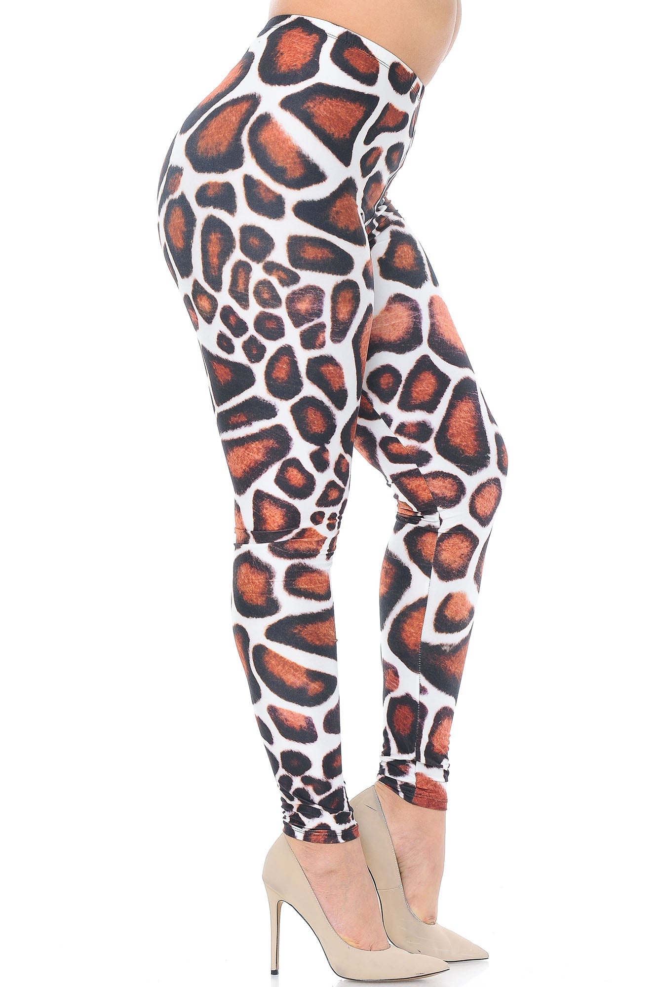 Wholesale Creamy Soft Giraffe Print Extra Plus Size Leggings - 3X-5X - USA Fashion