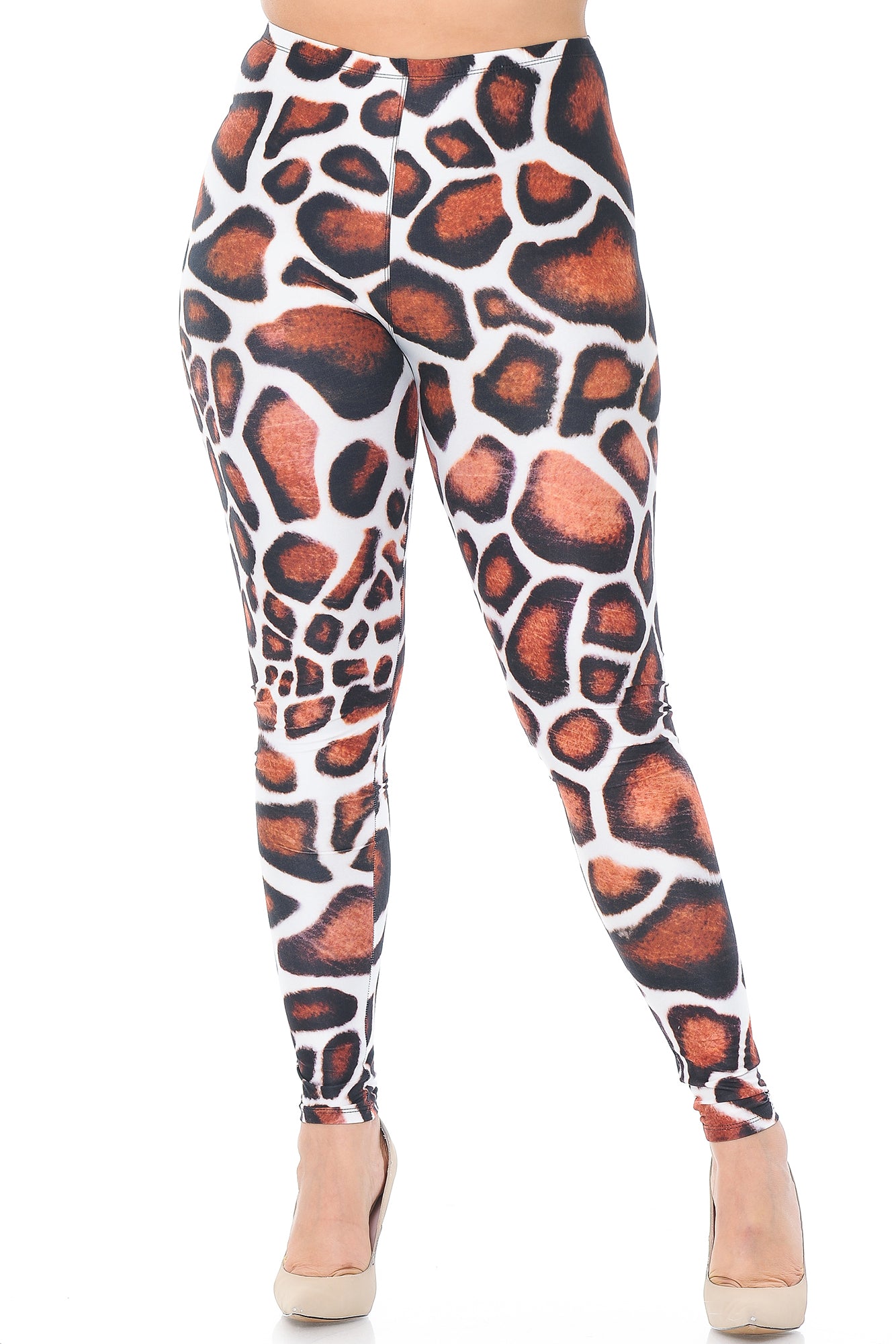 Wholesale Creamy Soft Giraffe Print Extra Plus Size Leggings - 3X-5X - USA Fashion