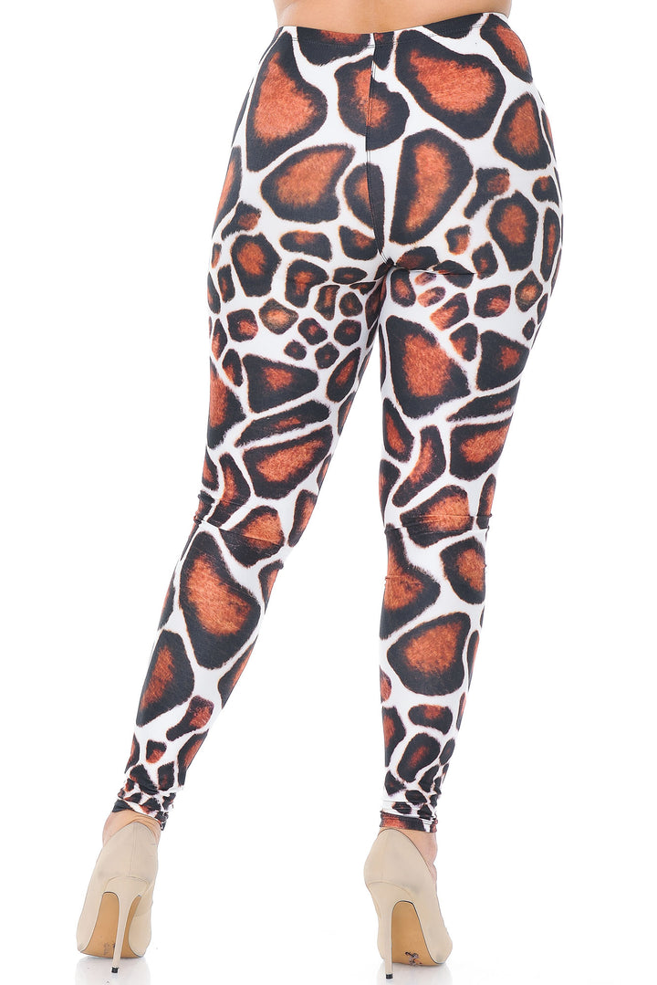 Wholesale Creamy Soft Giraffe Print Extra Plus Size Leggings - 3X-5X - USA Fashion