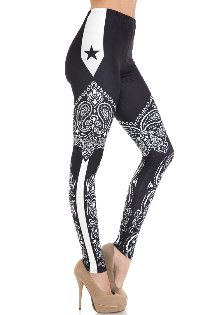 Wholesale Creamy Soft Bandana Stars Extra Plus Size Leggings - 3X-5X - USA Fashion