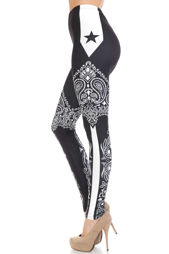 Wholesale Creamy Soft Bandana Stars Extra Plus Size Leggings - 3X-5X - USA Fashion