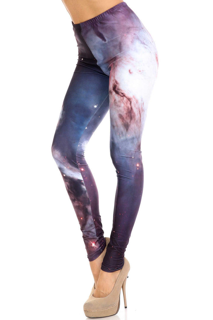Wholesale Creamy Soft Black Galaxy Extra Plus Size Leggings - 3X-5X - USA Fashion