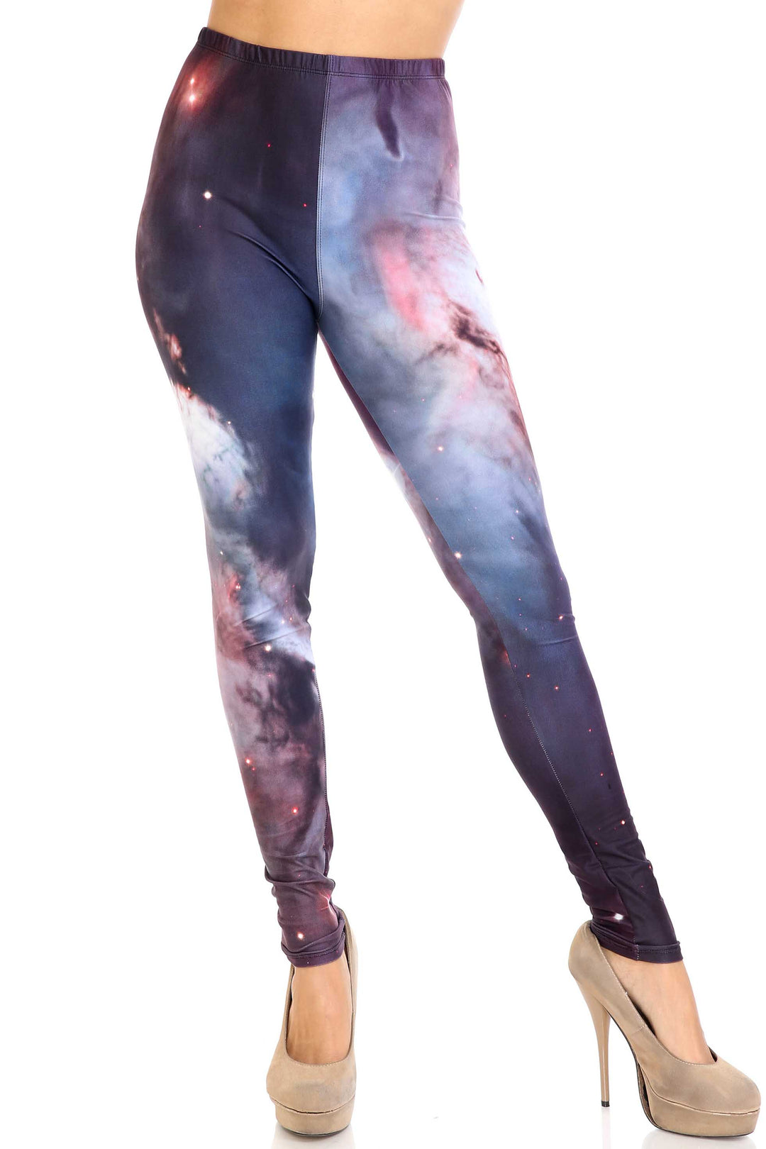 Wholesale Creamy Soft Black Galaxy Extra Plus Size Leggings - 3X-5X - USA Fashion