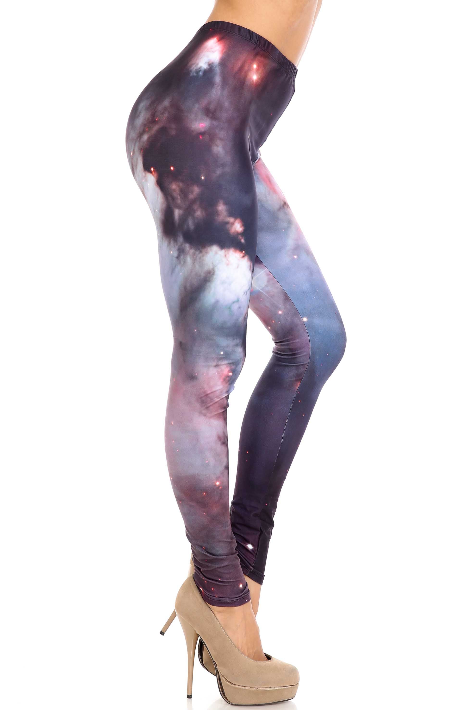 Wholesale Creamy Soft Black Galaxy Extra Plus Size Leggings - 3X-5X - USA Fashion