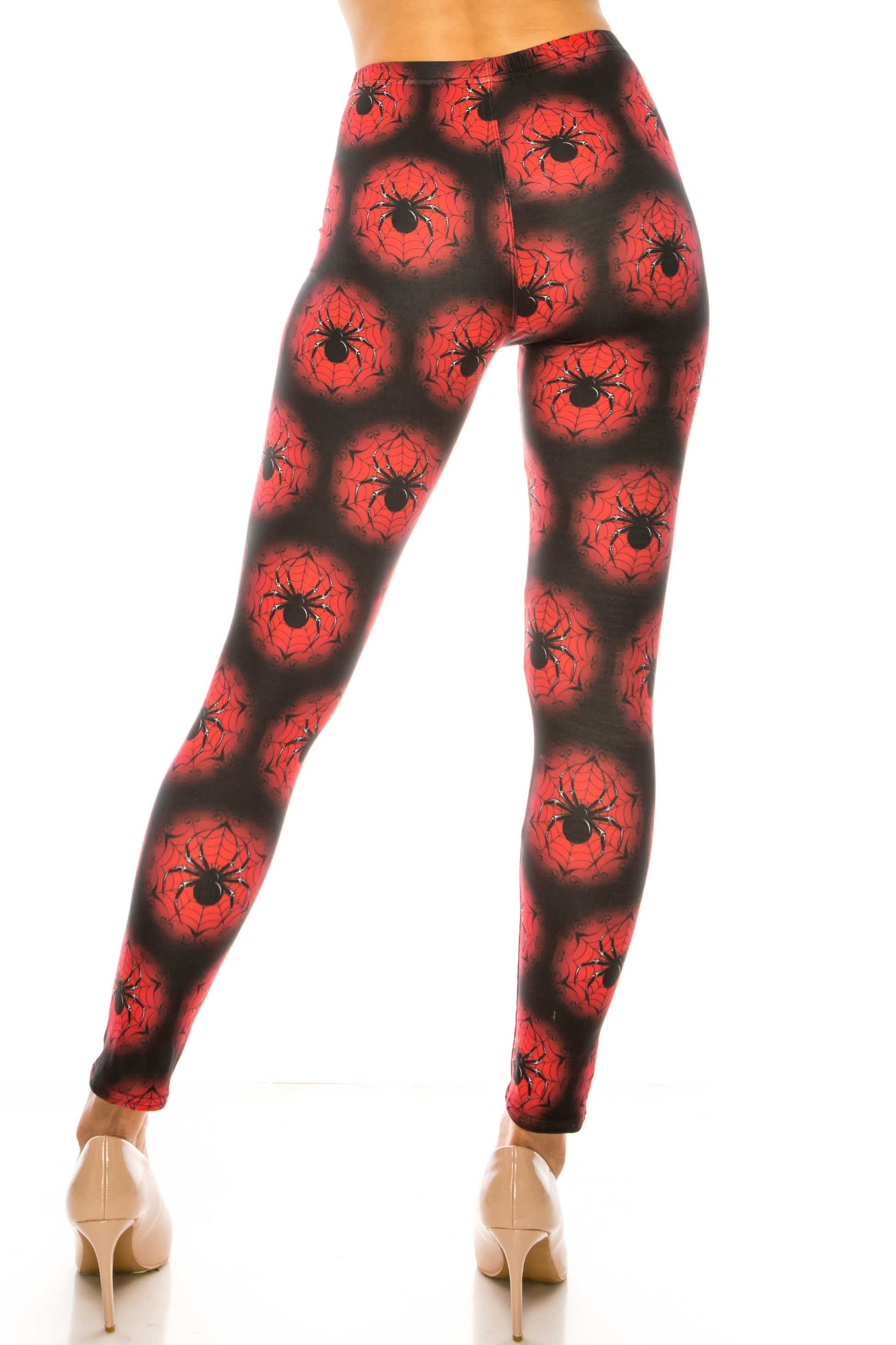 Wholesale Creamy Soft Black Widow Spider Web Extra Plus Size Leggings - 3X-5X - USA Fashion