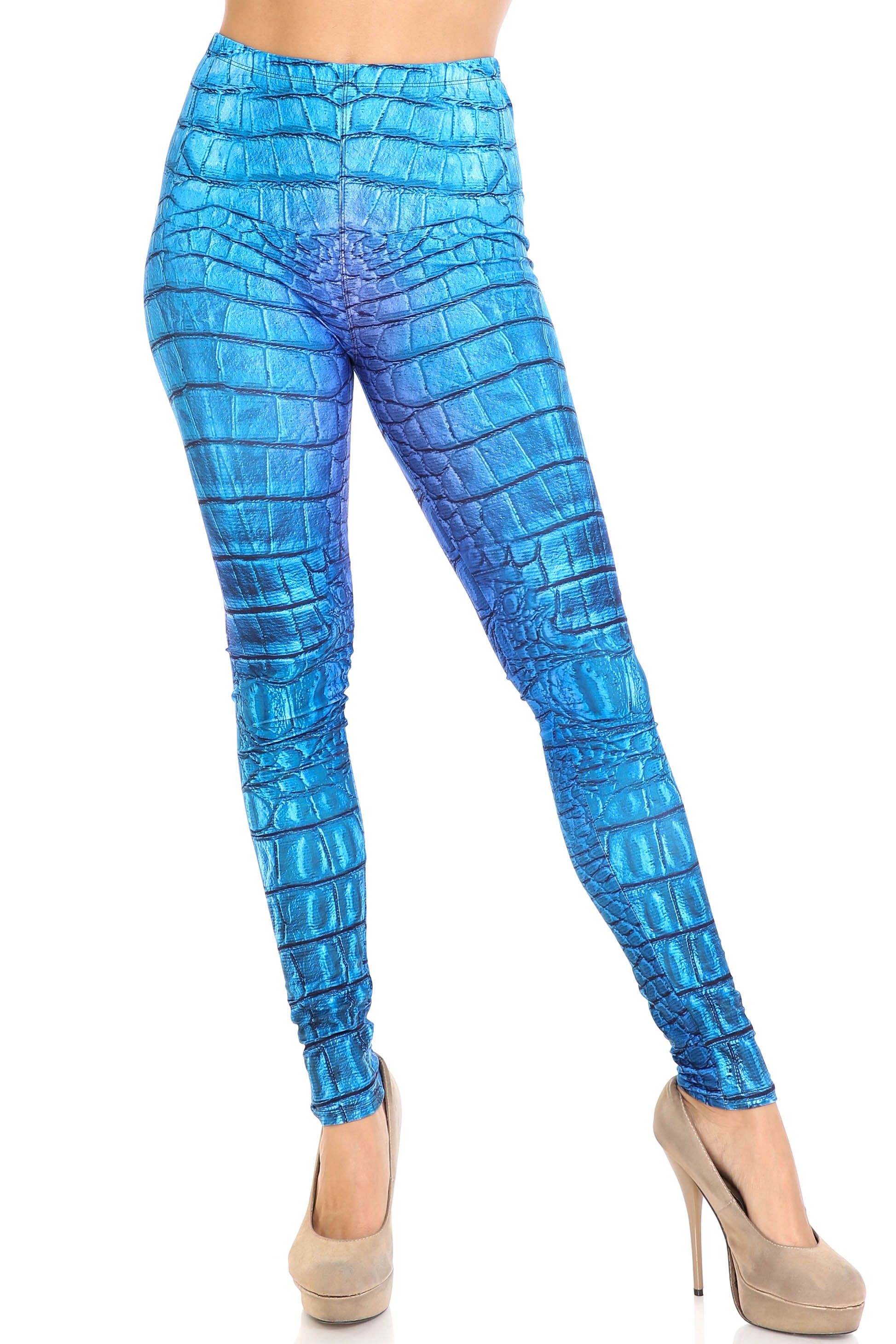 Wholesale Creamy Soft Vibrant Blue Dragon Extra Plus Size Leggings - 3X-5X - By USA Fashion