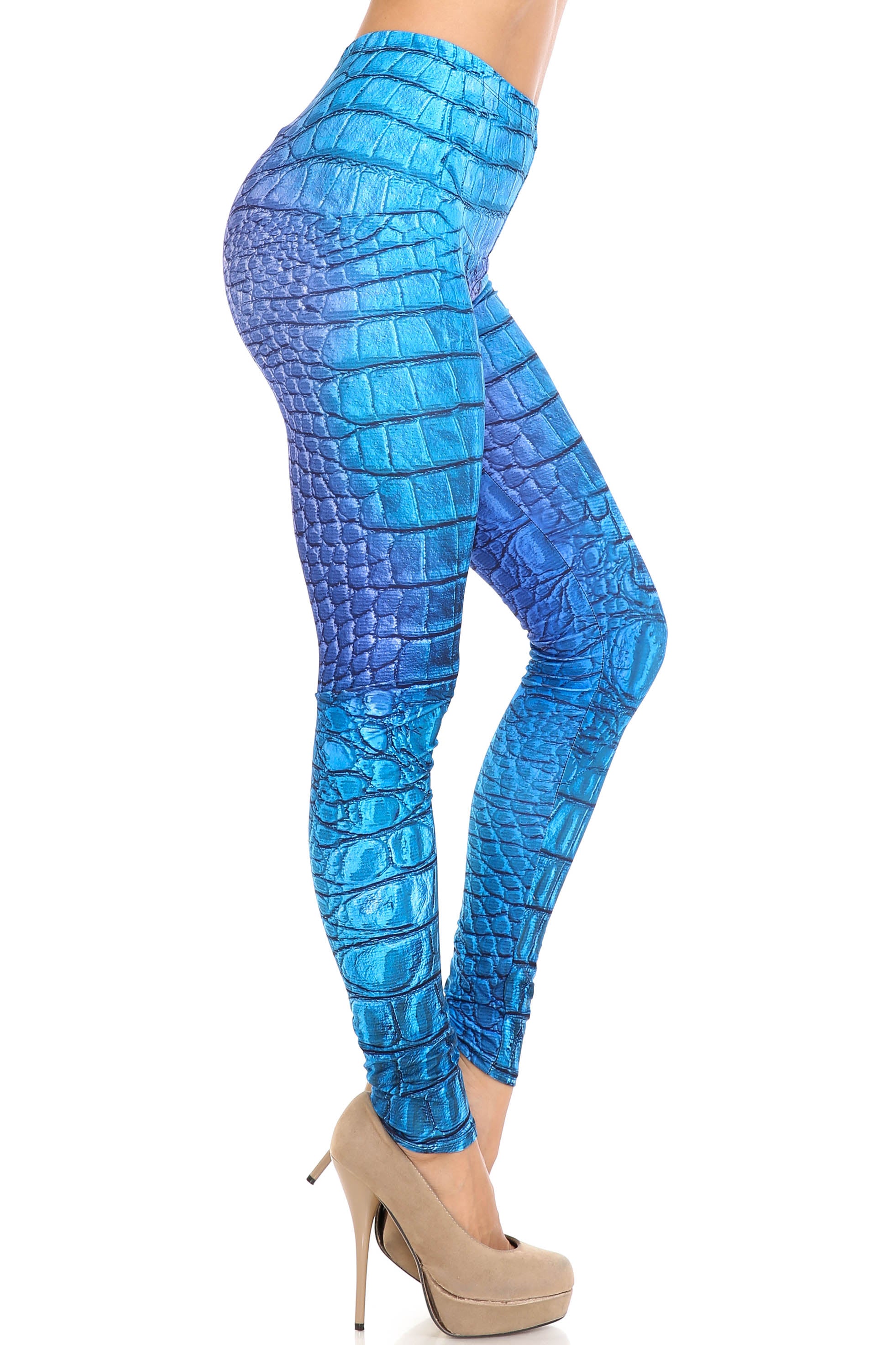 Wholesale Creamy Soft Vibrant Blue Dragon Extra Plus Size Leggings - 3X-5X - By USA Fashion