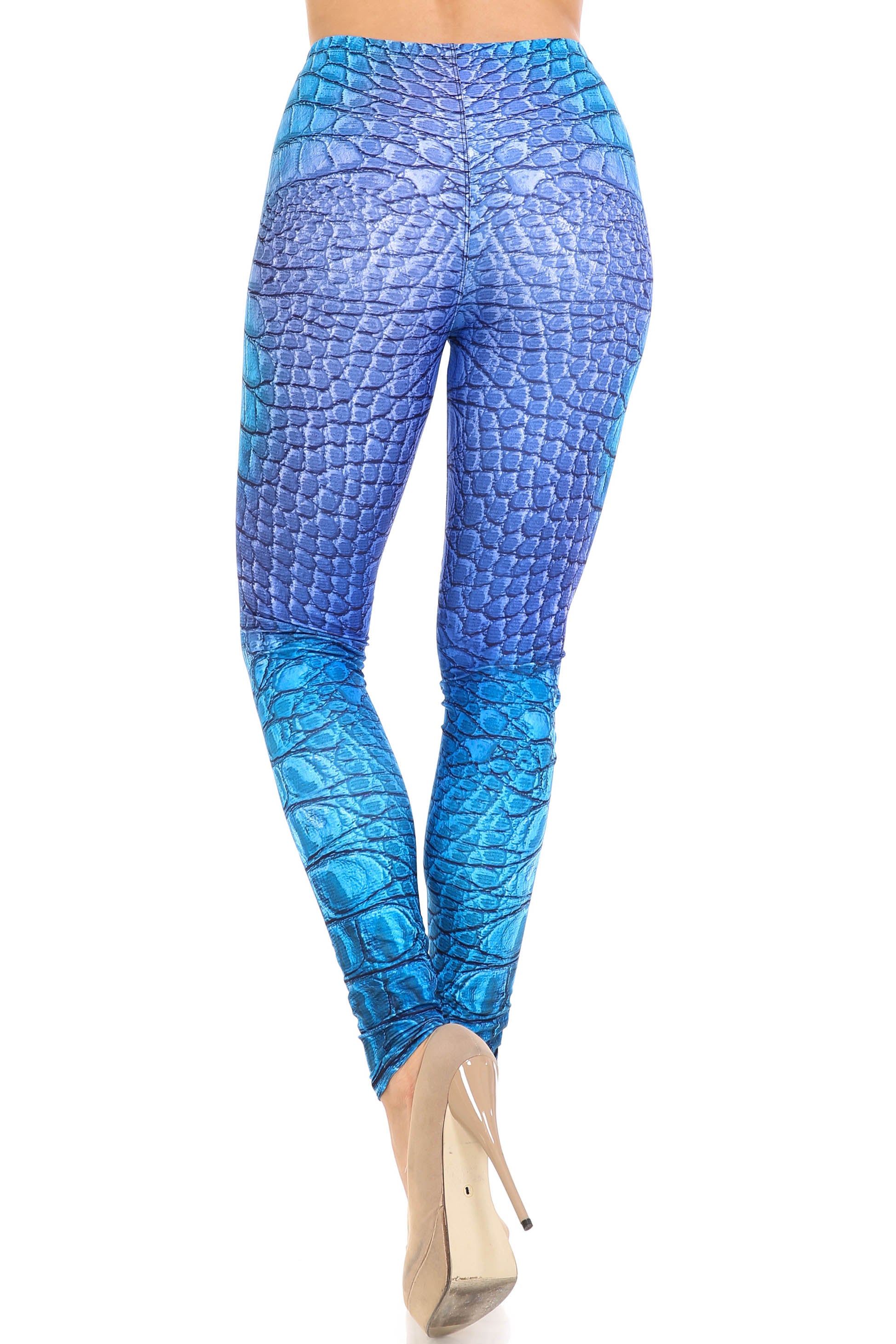 Wholesale Creamy Soft Vibrant Blue Dragon Extra Plus Size Leggings - 3X-5X - By USA Fashion