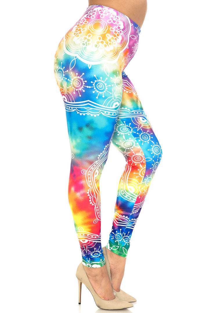 Wholesale Creamy Soft California Tie Dye Extra Plus Size Leggings - 3X-5X - By USA Fashion