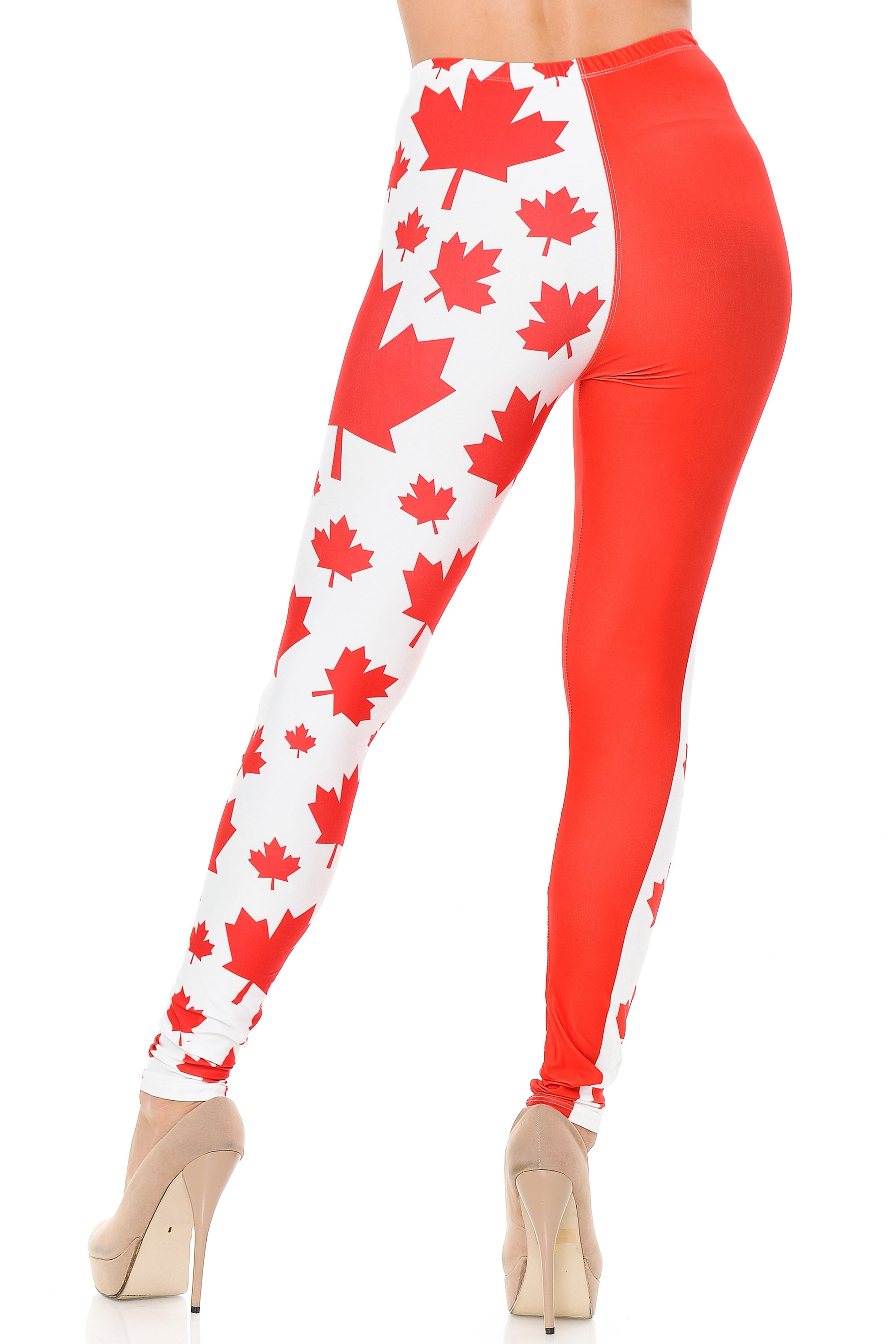 Wholesale Creamy Soft Canadian Flag Extra Plus Size Leggings - 3X-5X