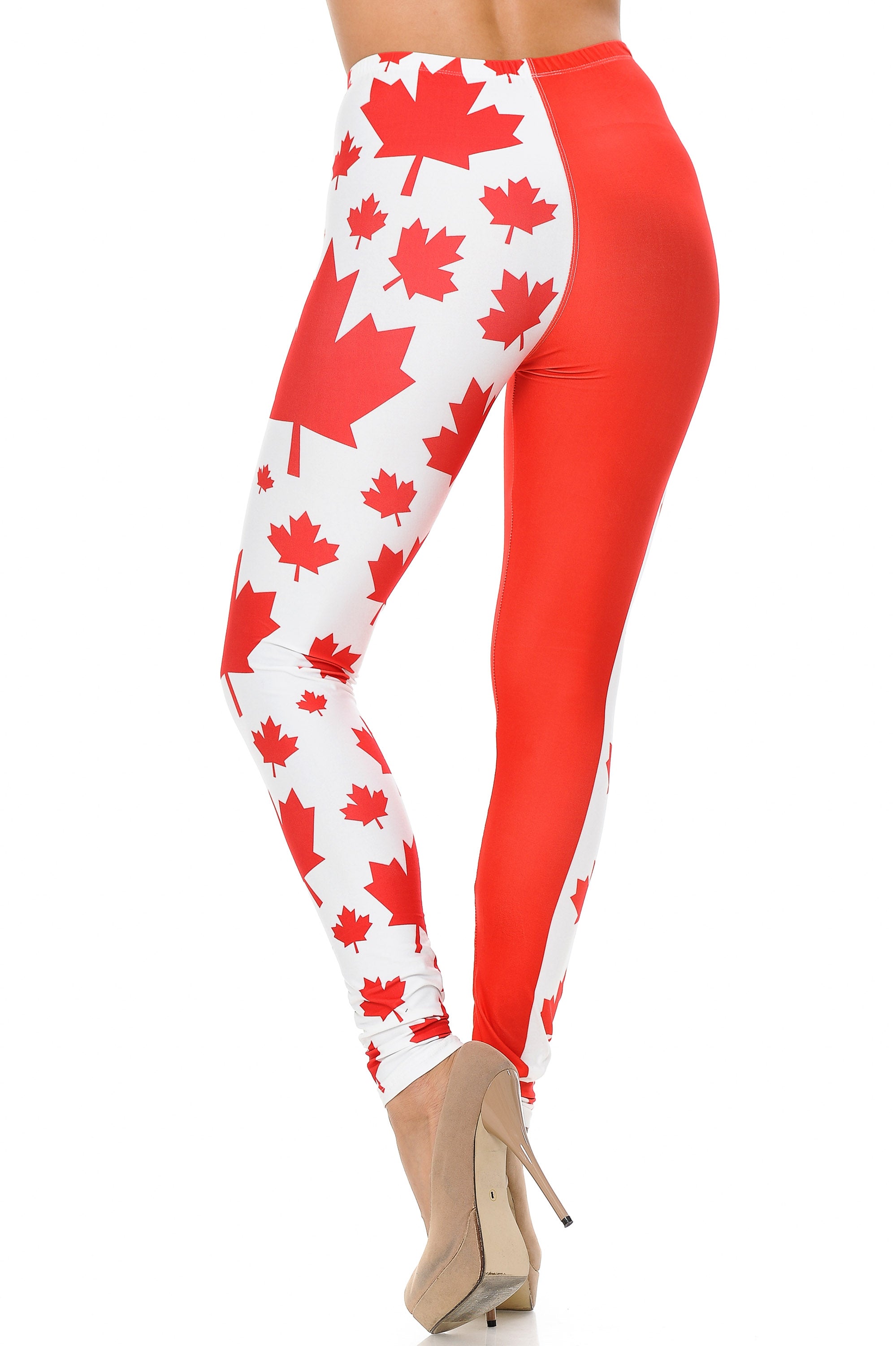 Wholesale Creamy Soft Canadian Flag Extra Plus Size Leggings - 3X-5X