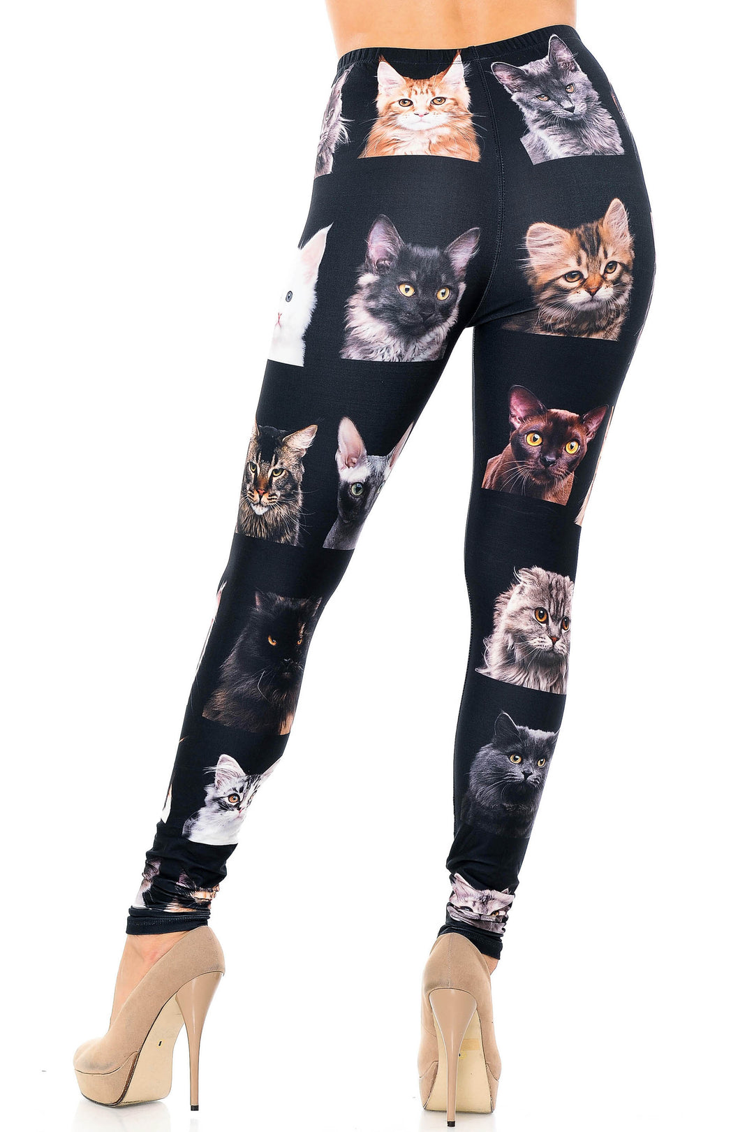 Wholesale Creamy Soft Cute Kitty Cat Faces Extra Plus Size Leggings - 3X-5X - Version 2 - USA Fashion
