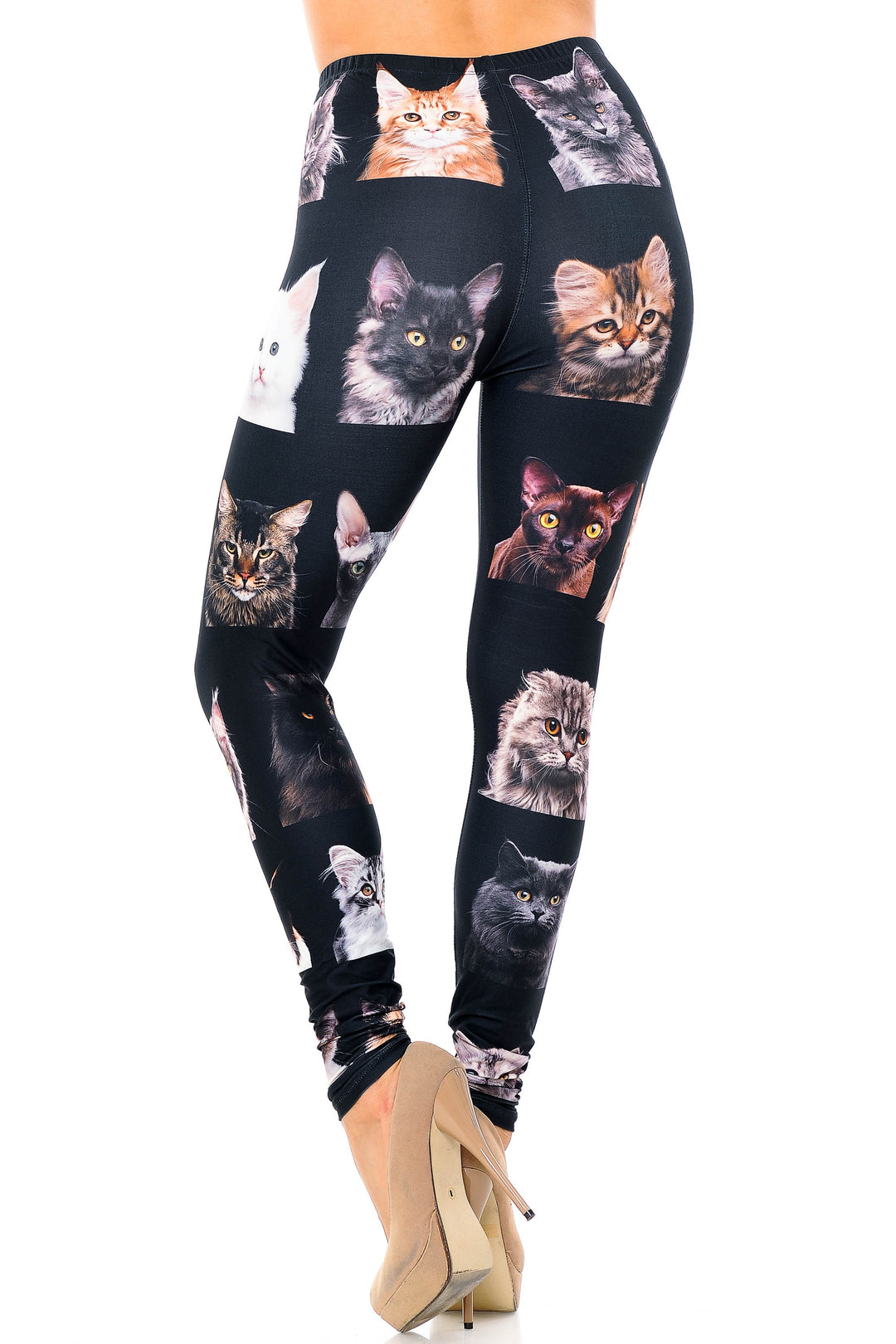 Wholesale Creamy Soft Cute Kitty Cat Faces Extra Plus Size Leggings - 3X-5X - Version 2 - USA Fashion