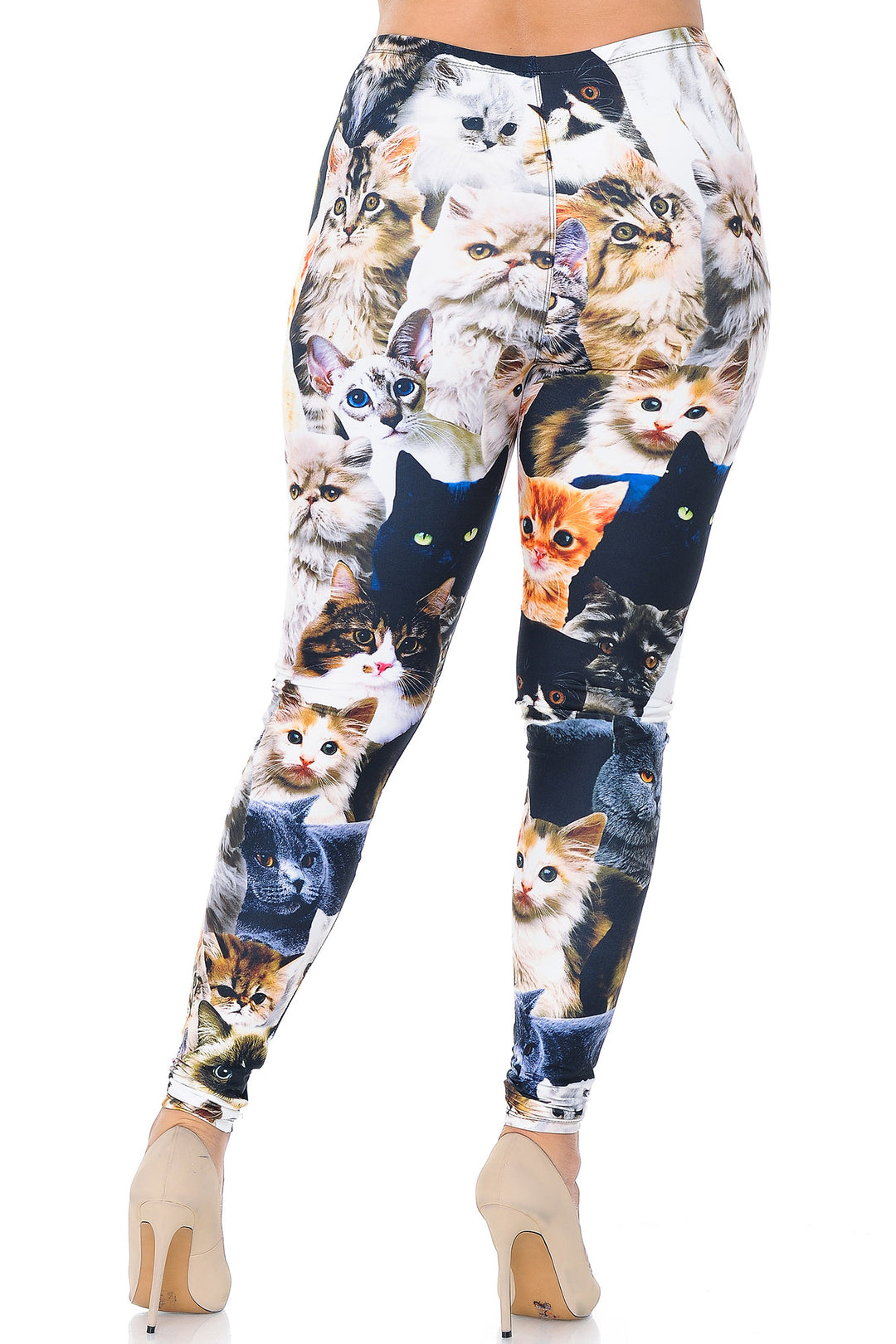 Wholesale Creamy Soft Cat Collage Extra Plus Size Leggings - 3X-5X - USA Fashion