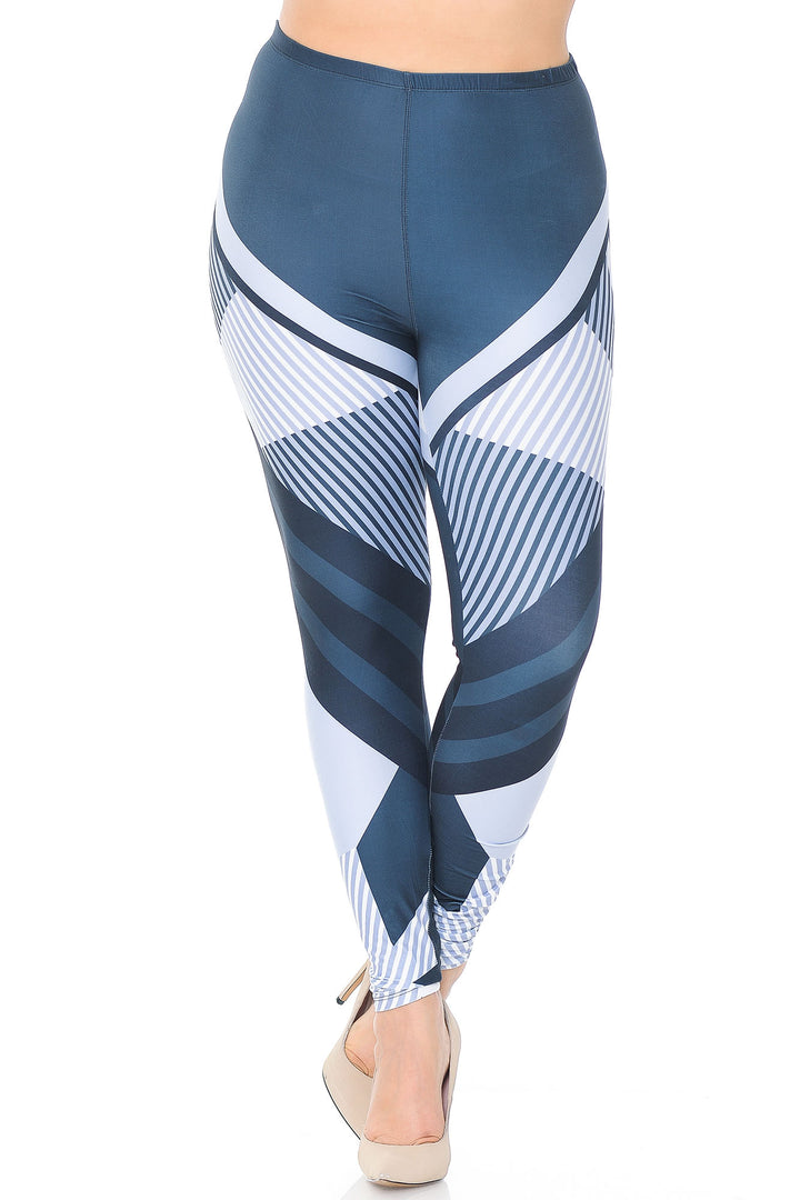 Wholesale Creamy Soft Contour Angles Extra Plus Size Leggings - 3X-5X - USA Fashion