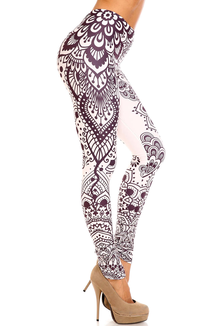 Wholesale Creamy Soft Creamy Tribal Mandala Extra Plus Size Leggings - 3X-5X - USA Fashion