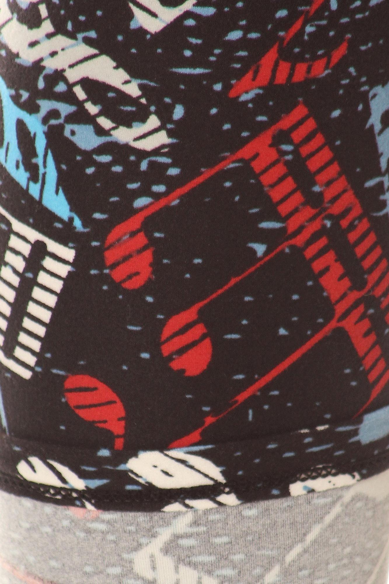 Wholesale Buttery Smooth Colorful Music Note Extra Plus Size Leggings - 2X-4X