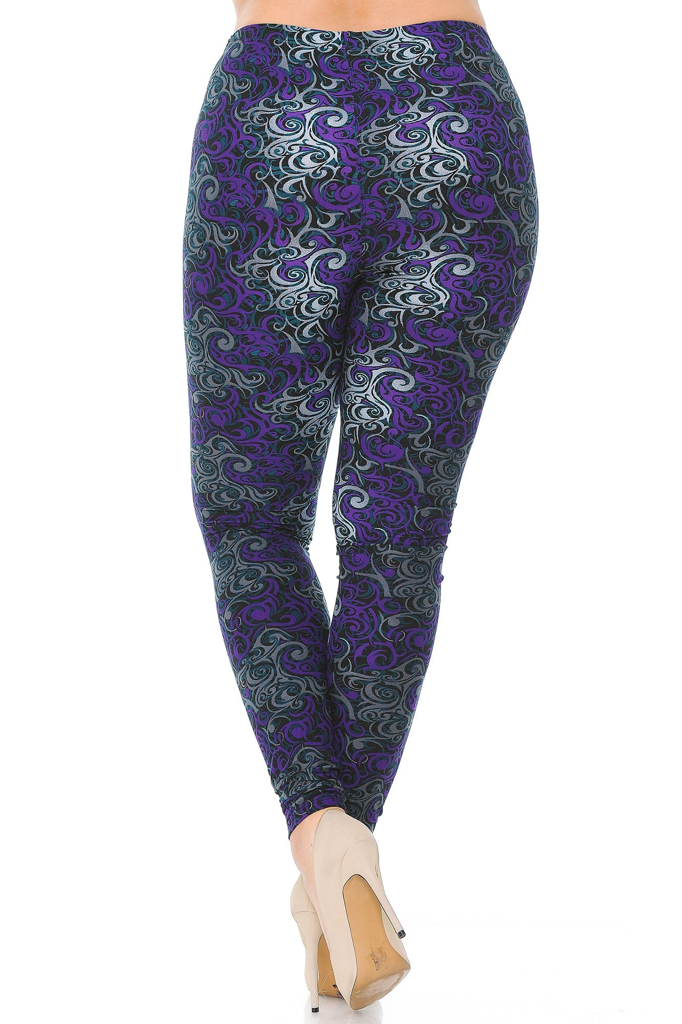 Wholesale Buttery Smooth Purple Tangled Swirl Extra Plus Size Leggings - 3X-5X