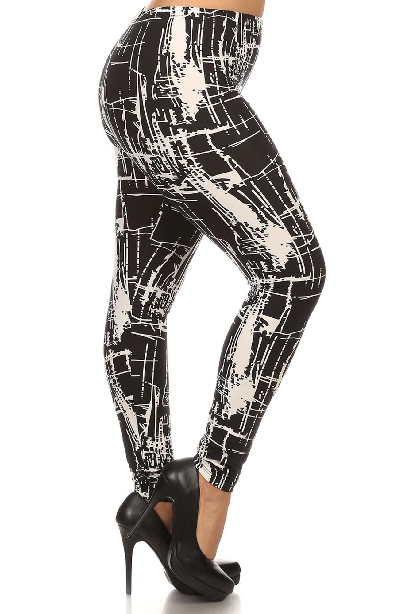 Wholesale Buttery Smooth Splattered Lines Extra Plus Size Leggings - 3X-5X